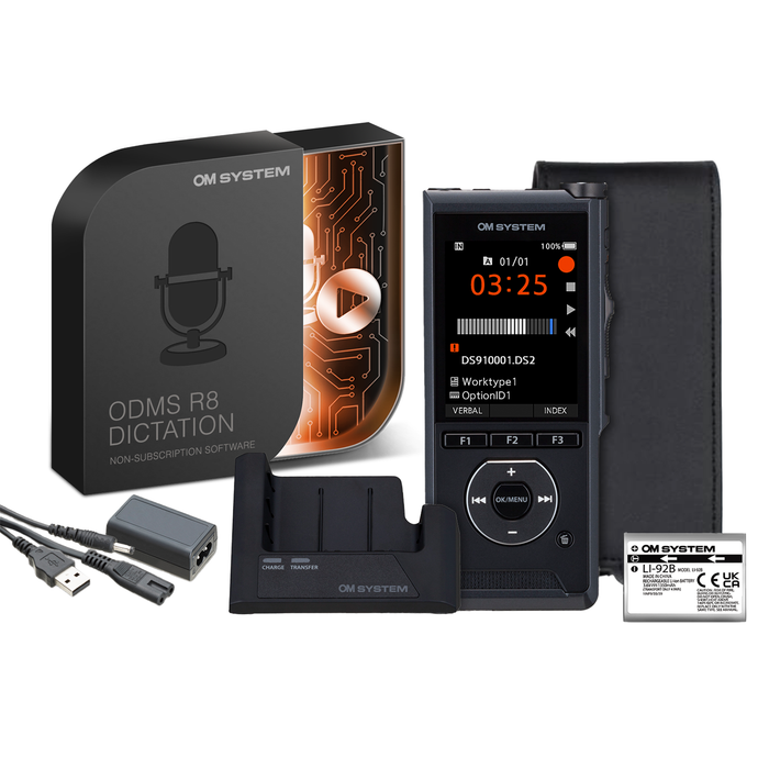 OM SYSTEM DS-9100 Premium Kit (inc. ODMS R8 Dictation Module & CR-21 Docking Station)