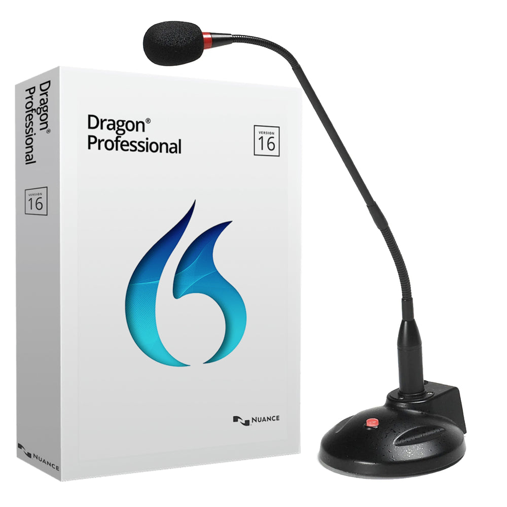 Speak-IT Premier Goose-Neck USB Microphone with Dragon Professional V16 Software