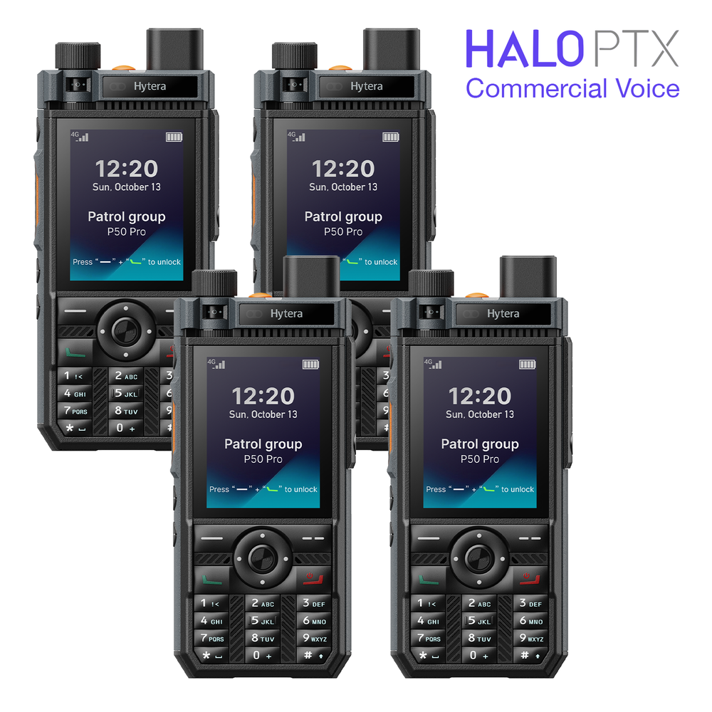 Hytera P50 Pro PoC Radio with Halo PTX Commercial 12-Month License (4-Pack)