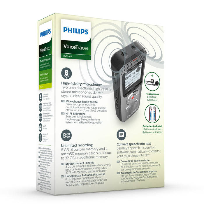 Philips DVT2015 Digital VoiceTracer with Sembly's AI Speech-to-Text Cloud Software