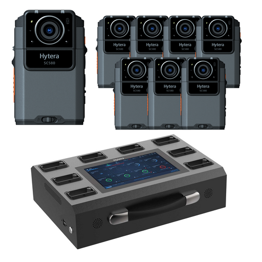 Hytera SC580 4G Body Camera and EDS30 Docking Station Bundle (8-Pack)