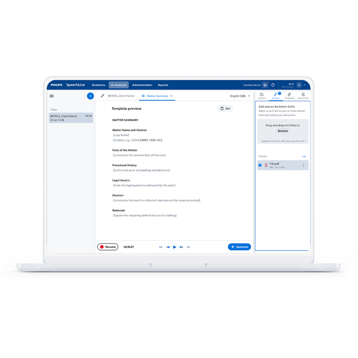 SpeechLive Legal AI Assistant (Single-user, 12 Month Subscription)