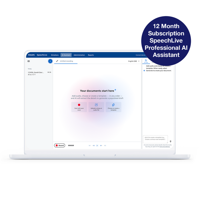 SpeechLive Professional AI Assistant (Single-user, 12 Month Subscription)