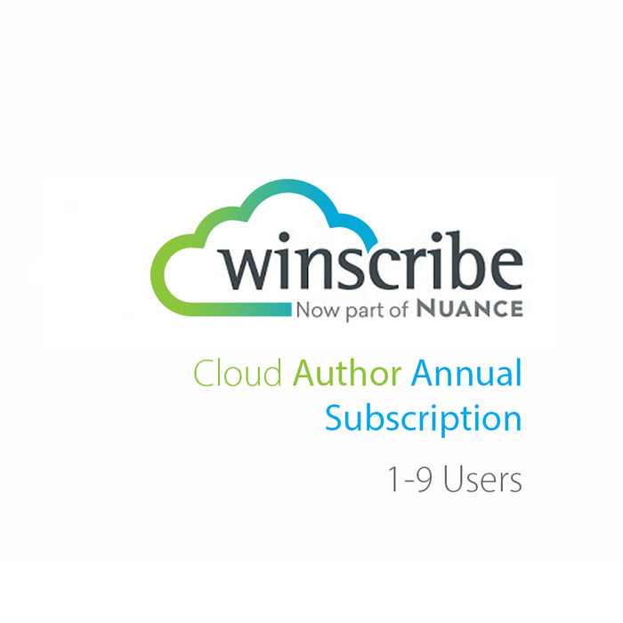 Nuance Winscribe Cloud Author Annual Subscription (1-9 Users) - Speak-IT Solutions LTD