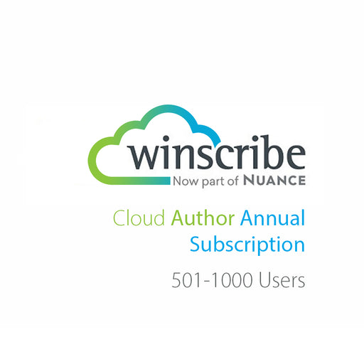 Nuance Winscribe Cloud Author Annual Subscription (501-1000 Users) - Speak-IT Solutions LTD
