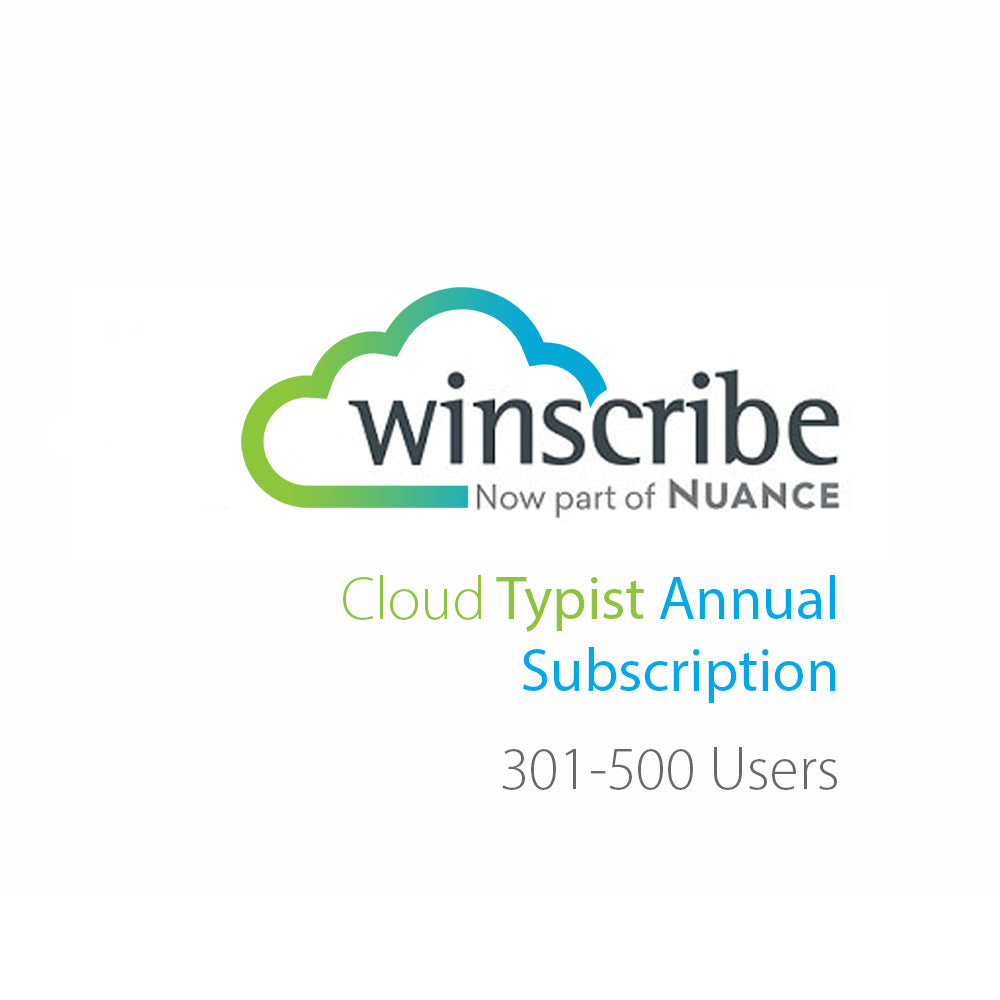 Nuance Winscribe Cloud Typist Annual Subscription (301-500 Users) - Speak-IT Solutions LTD