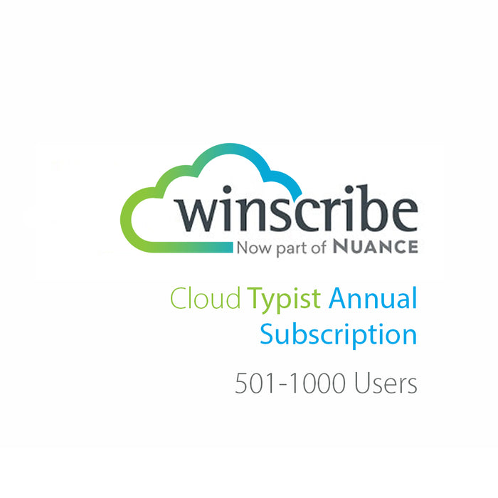Nuance Winscribe Cloud Typist Annual Subscription (501-1000 Users) - Speak-IT Solutions LTD