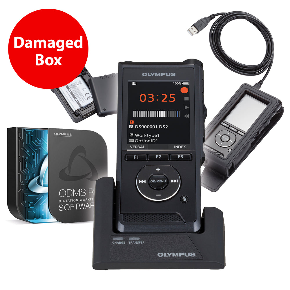 Olympus DS-9000 Premium Kit incl. ODMS R7 Software and Docking Cradle (Brand New, Damaged Outer Box)