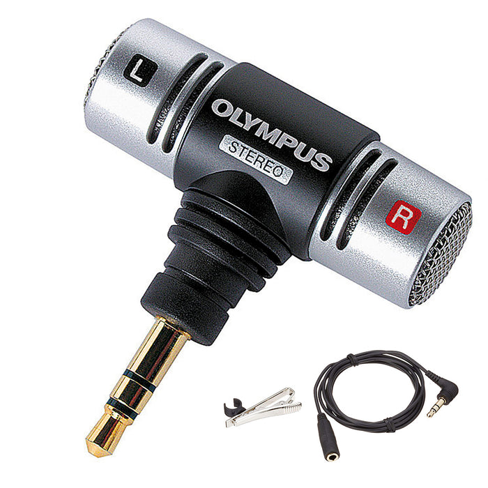 Olympus ME-51S Stereo Microphone (T-Type) with Extension Cable & Tie Clip - Speak-IT Solutions LTD
