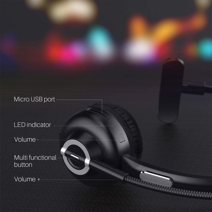 Speak-IT Premier Bluetooth Monaural Headset with Noise-cancelling Microphone